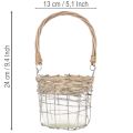 Závesná lampiónová dekorácia, kov, sklo, vŕba, Ø13cm V12cm, 2 kusy | Floristik24.sk